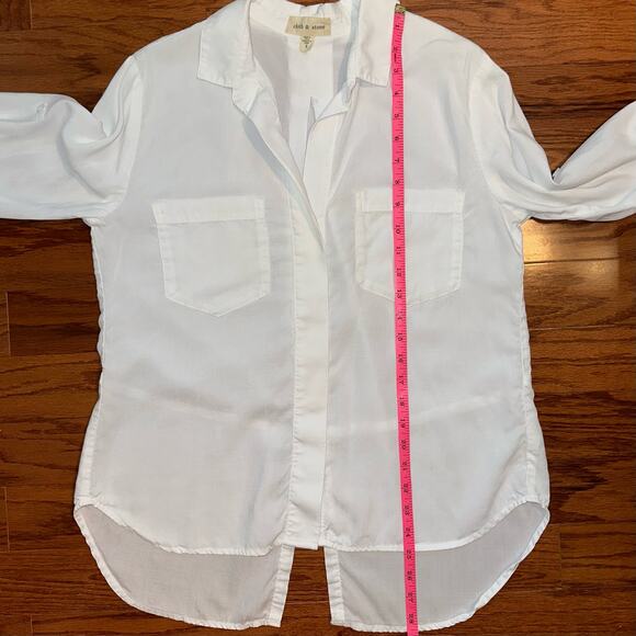 Anthropologie Cloth & Stone White Split Hem Tencel Lindsay Button Up Shirt Small - Picture 11 of 14